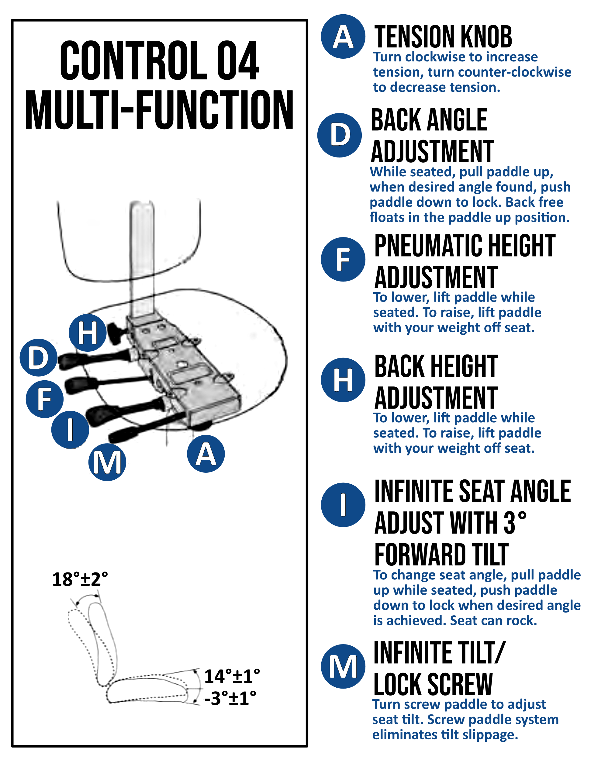 Multi-function 04-control with seat slider - Model 8214